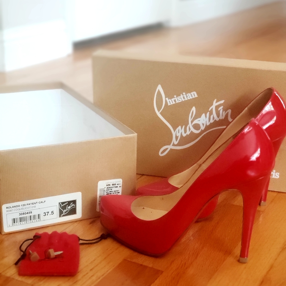 Christian Louboutin Rolando heels patent calf w/ original box & extra heel taps. - Picture 1 of 16